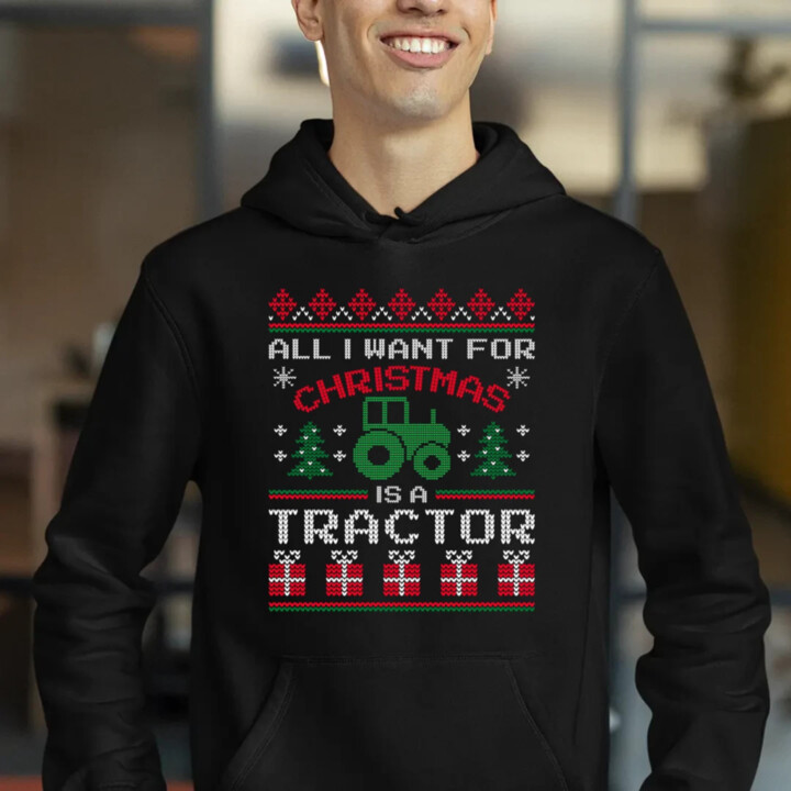 All I want for Christmas is a tractor  - pánska mikina s potlačou
