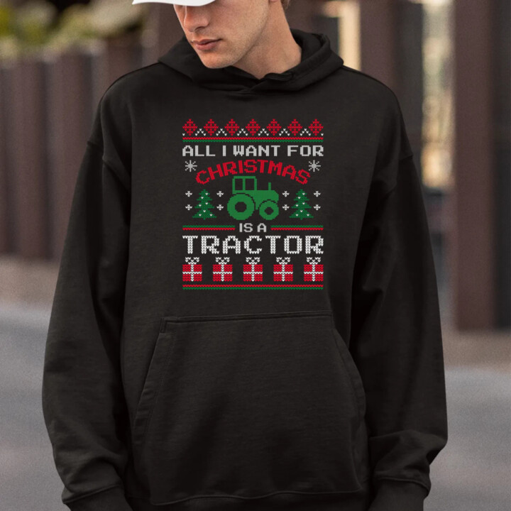 All I want for Christmas is a tractor  - pánska mikina s potlačou