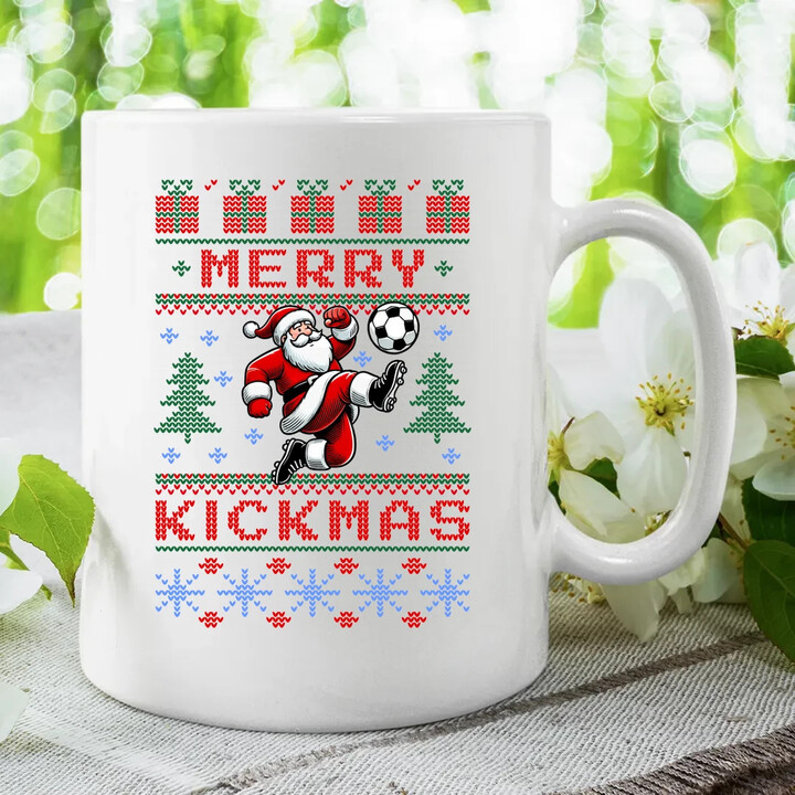 Merry Kickmas - keramický hrnček s potlačou