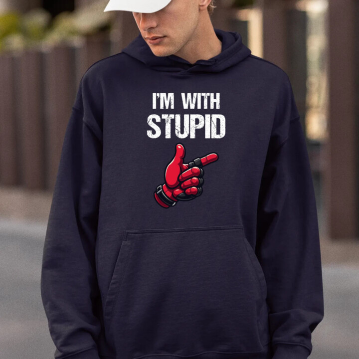 I'm with stupid  - pánska mikina s potlačou
