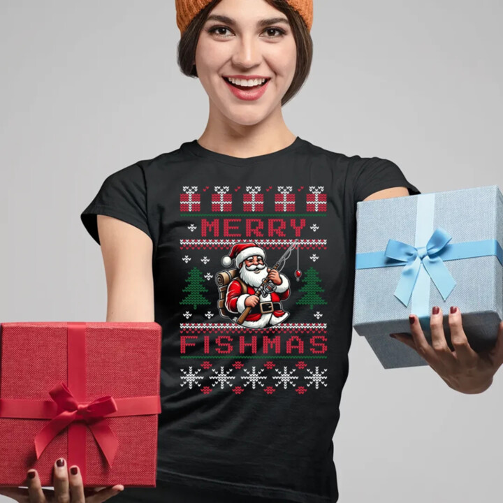 Merry Fishmas - dámske tričko s potlačou