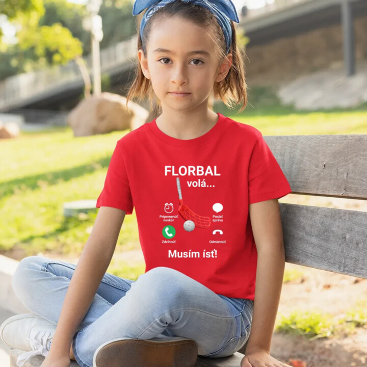 Florbal volá, musím ísť - detské tričko s potlačou