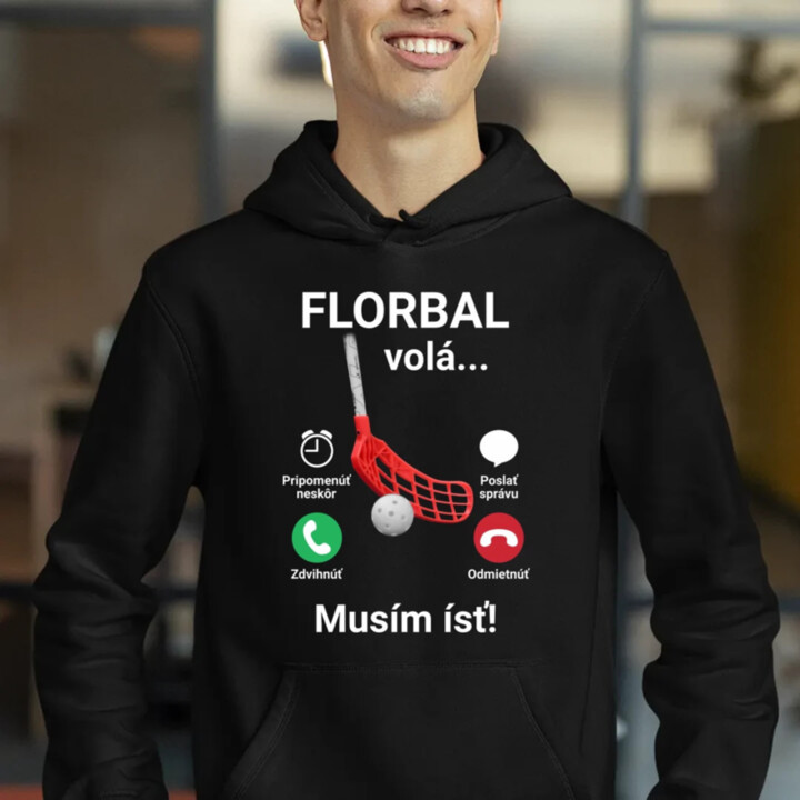 Florbal volá, musím ísť  - pánska mikina s potlačou