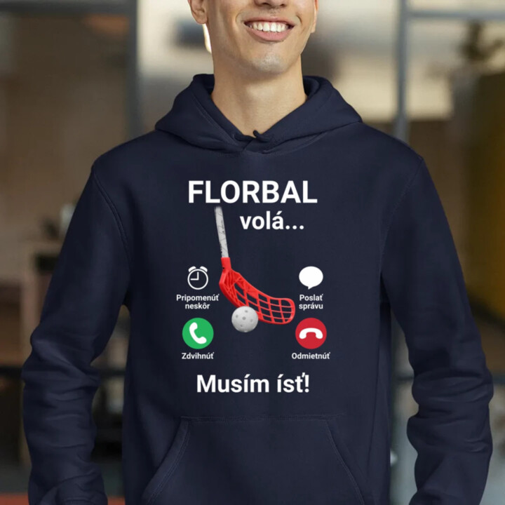 Florbal volá, musím ísť  - pánska mikina s potlačou