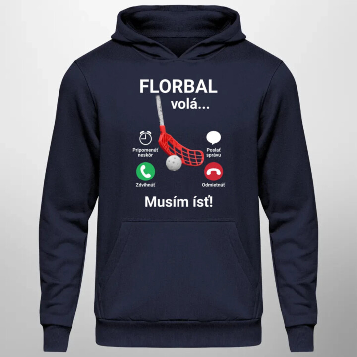 Florbal volá, musím ísť  - pánska mikina s potlačou