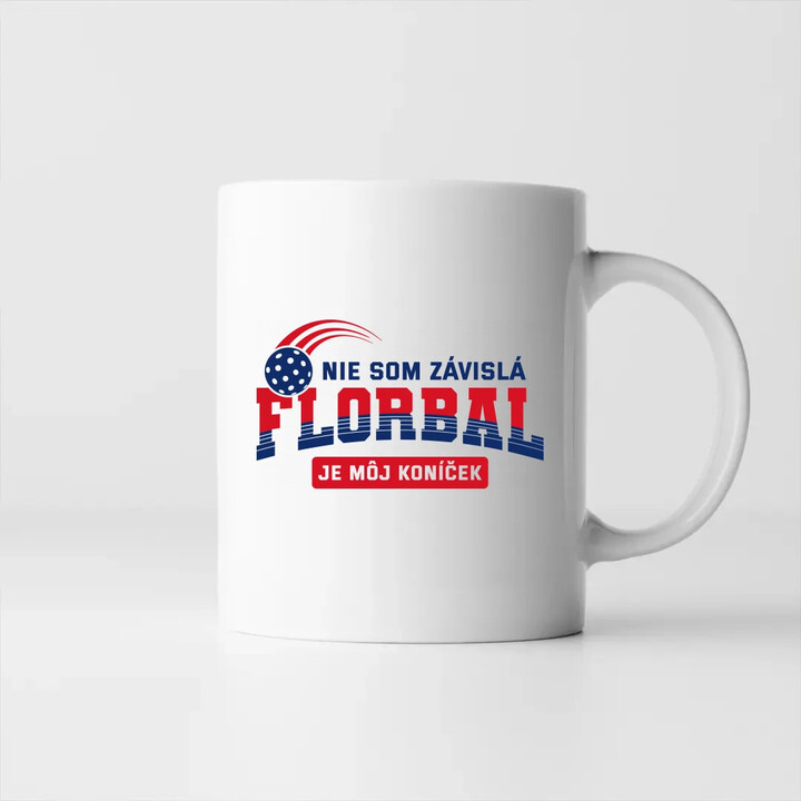 Nie som závislá - florbal je môj koníček - keramický hrnček s potlačou