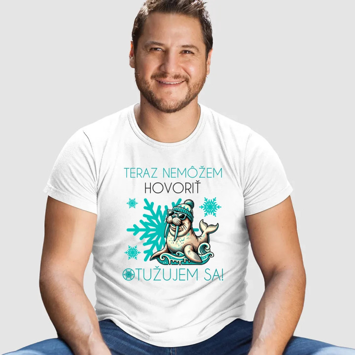 Teraz nemôžem hovoriť - otužujem sa! - pánske tričko s potlačou