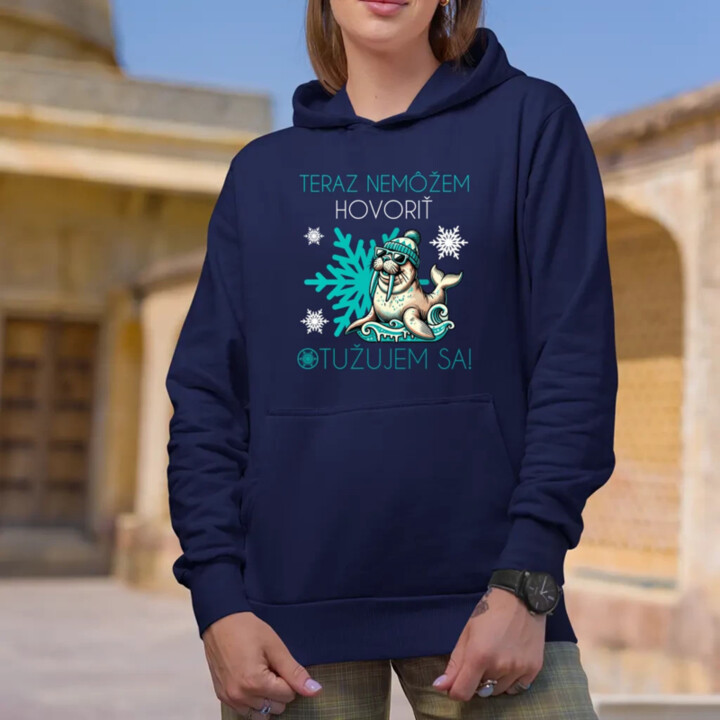 Teraz nemôžem hovoriť - otužujem sa!  - dámska mikina s potlačou