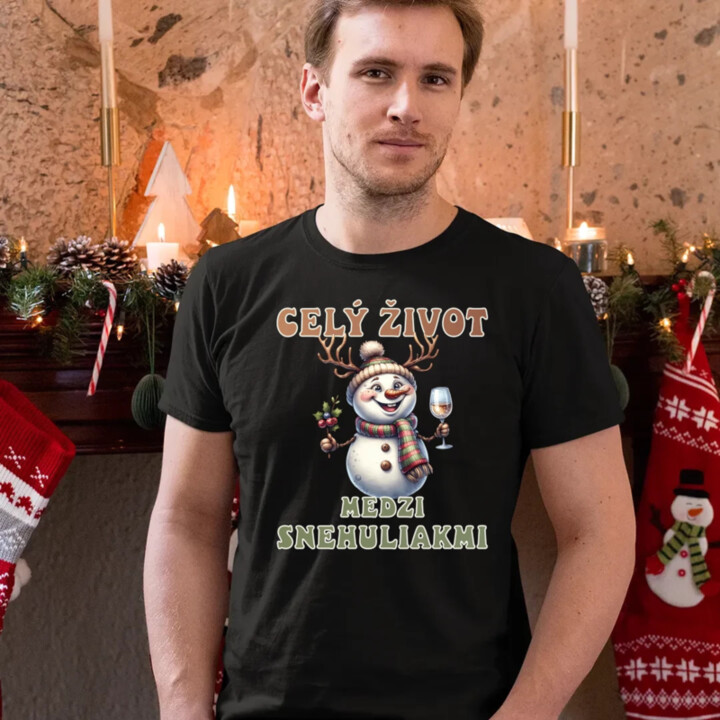 Celý život medzi snehuliakmi - pánske tričko s potlačou