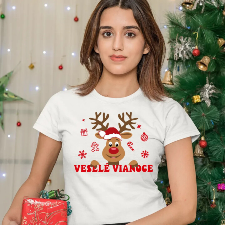 Veselé Vianoce - sob - dámske tričko s potlačou