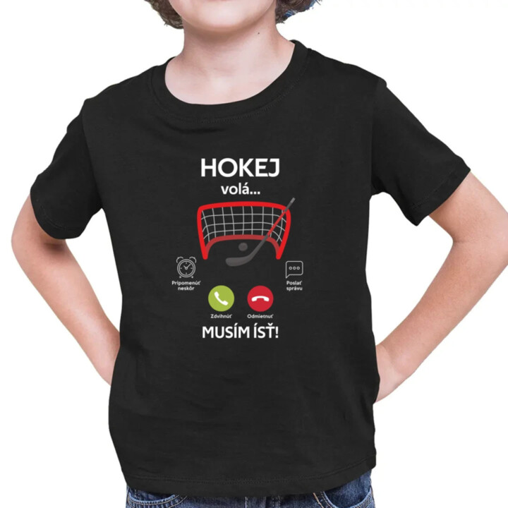 Hokej volá, musím ísť  - detské tričko s potlačou