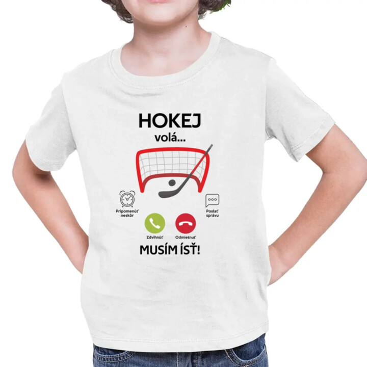 Hokej volá, musím ísť  - detské tričko s potlačou