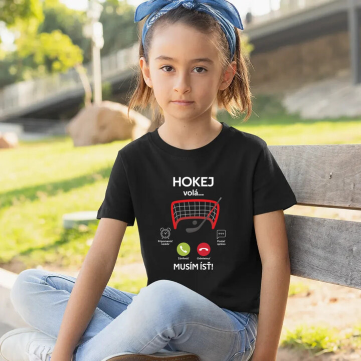 Hokej volá, musím ísť  - detské tričko s potlačou