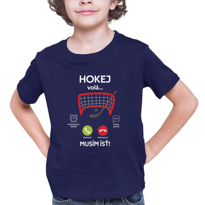 Hokej volá, musím ísť  - detské tričko s potlačou
