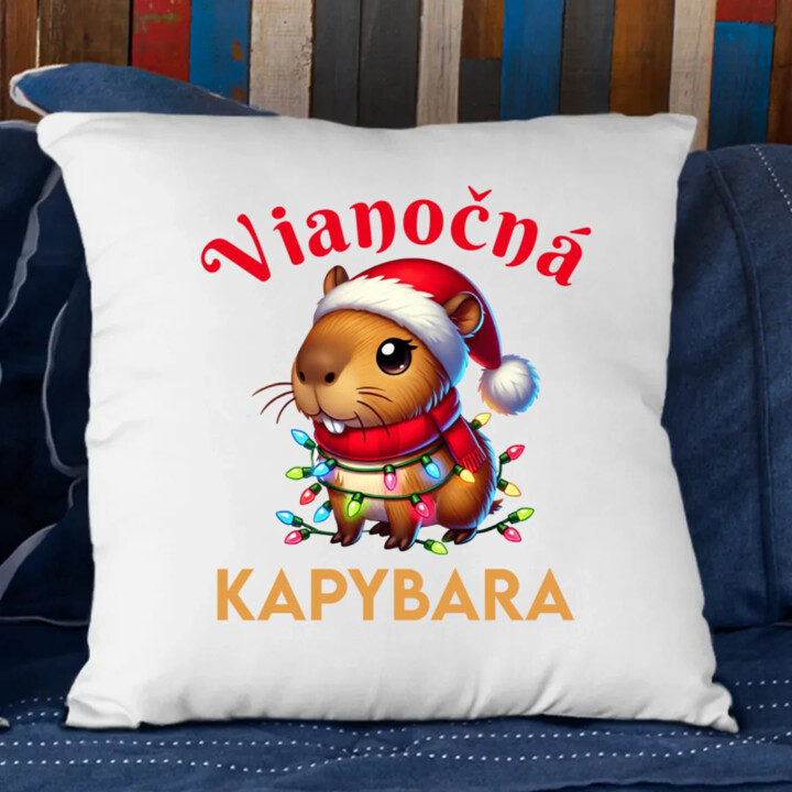 Vianočná kapybara  - vankúš s potlačou