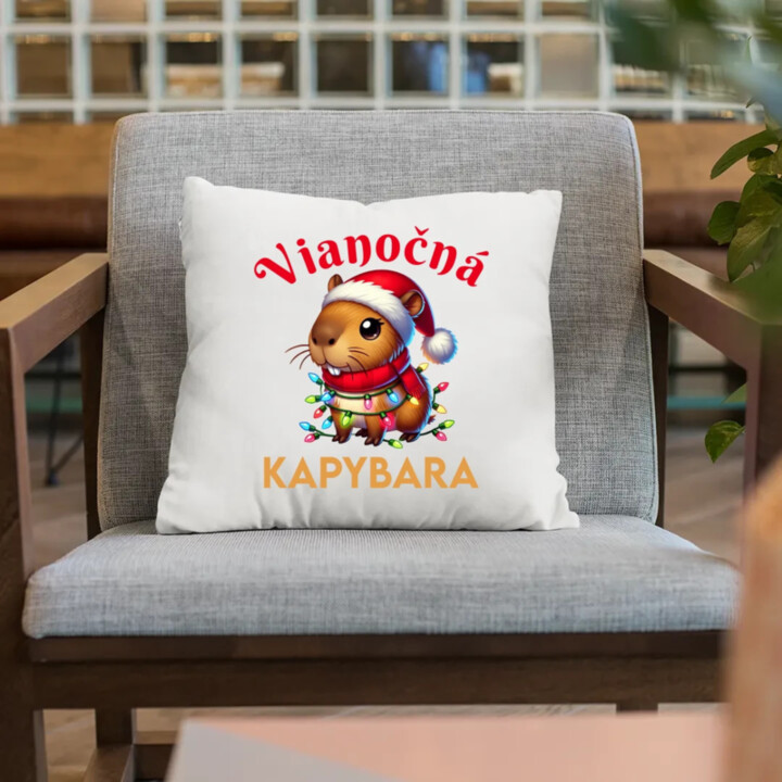 Vianočná kapybara  - vankúš s potlačou