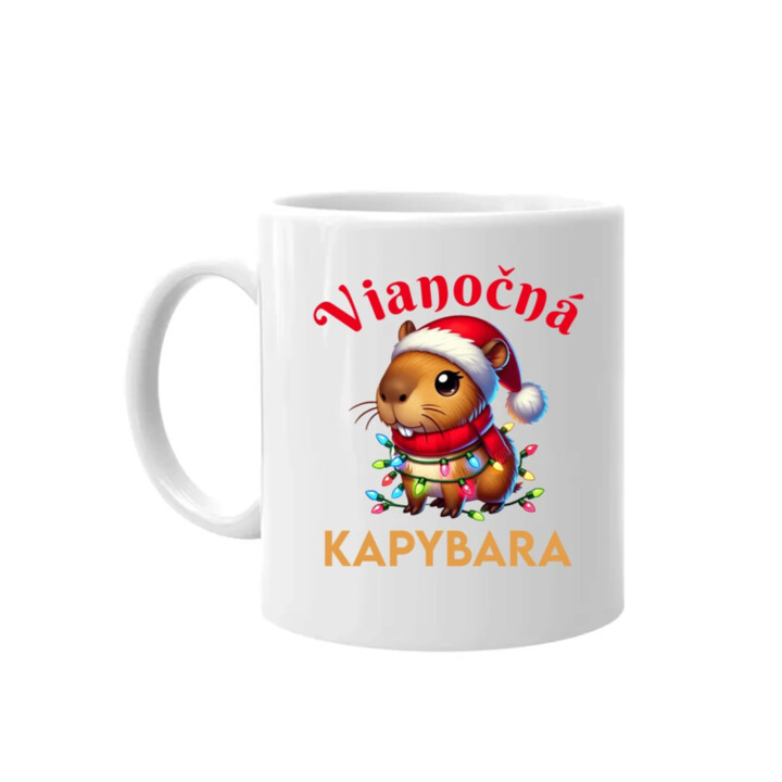 Vianočná kapybara  - keramický hrnček s potlačou