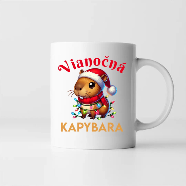 Vianočná kapybara  - keramický hrnček s potlačou