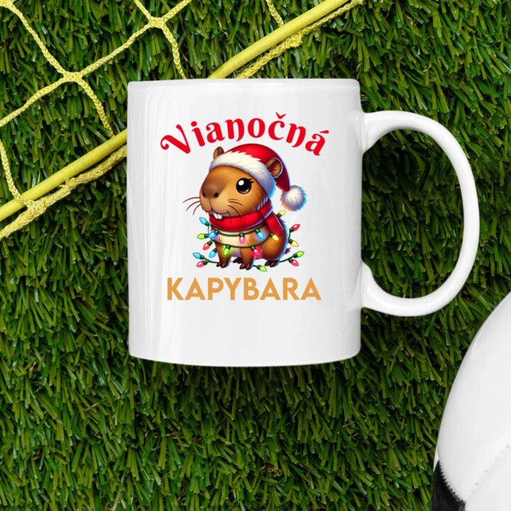Vianočná kapybara  - keramický hrnček s potlačou