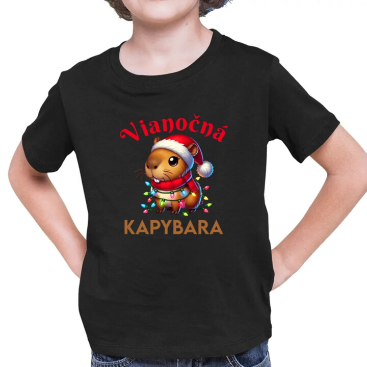 Vianočná kapybara  - detské tričko s potlačou