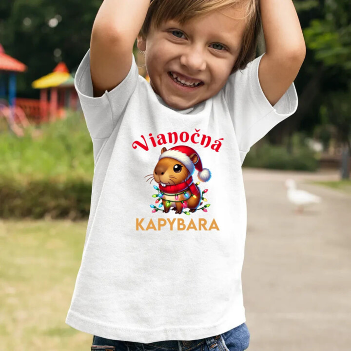 Vianočná kapybara  - detské tričko s potlačou