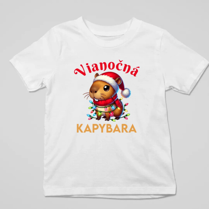 Vianočná kapybara  - detské tričko s potlačou