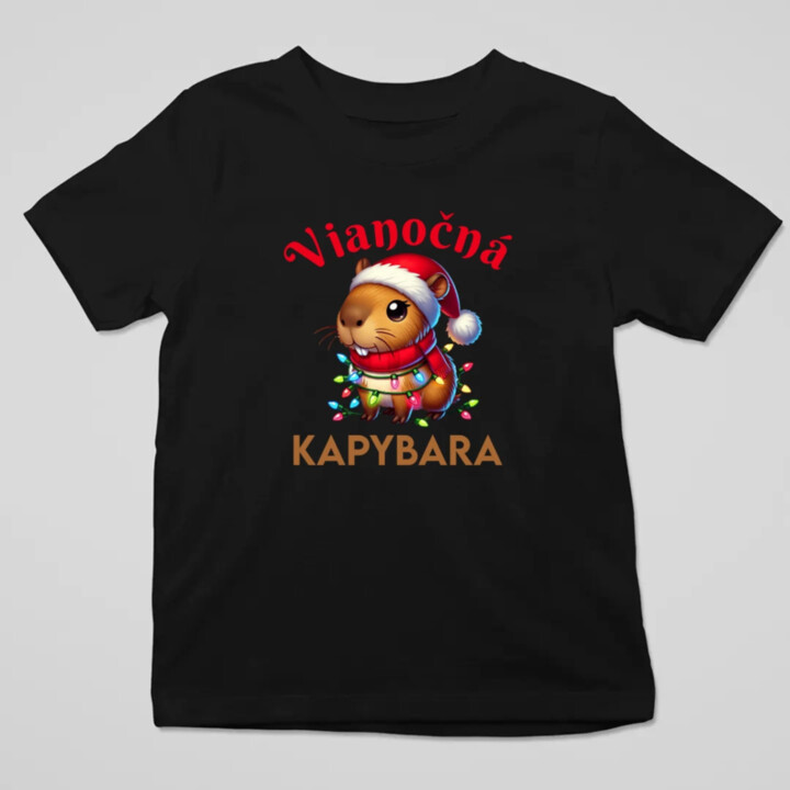 Vianočná kapybara  - detské tričko s potlačou