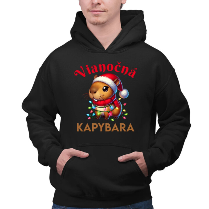 Vianočná kapybara   - pánska mikina s potlačou