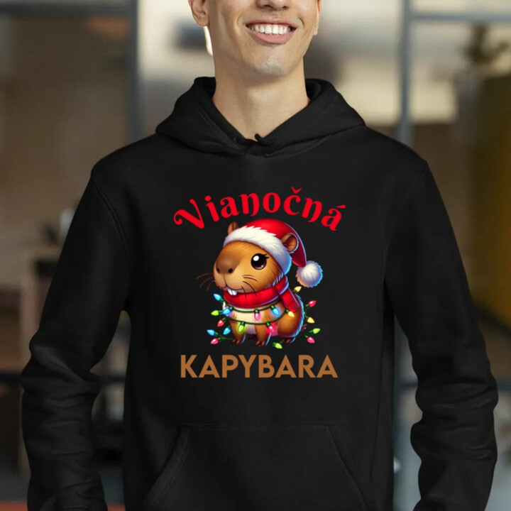 Vianočná kapybara   - pánska mikina s potlačou