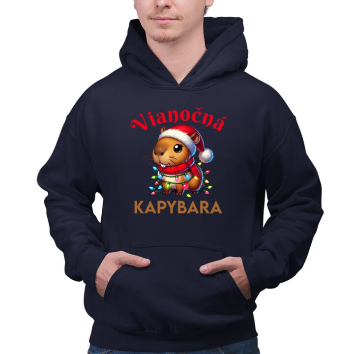 Vianočná kapybara   - pánska mikina s potlačou