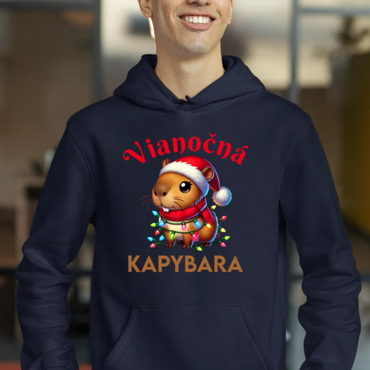 Vianočná kapybara   - pánska mikina s potlačou