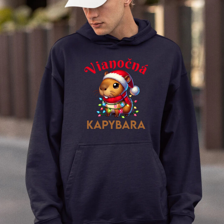Vianočná kapybara   - pánska mikina s potlačou
