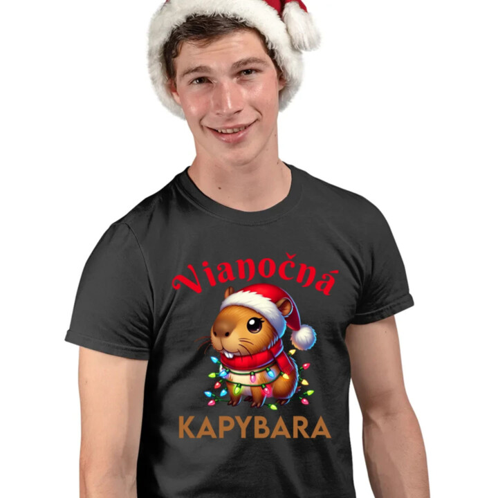 Vianočná kapybara  - pánske tričko s potlačou