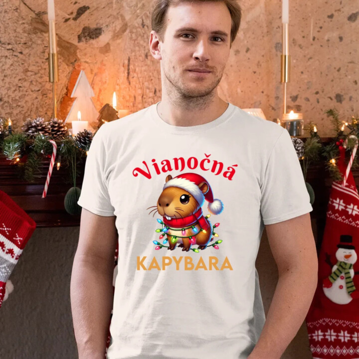 Vianočná kapybara  - pánske tričko s potlačou