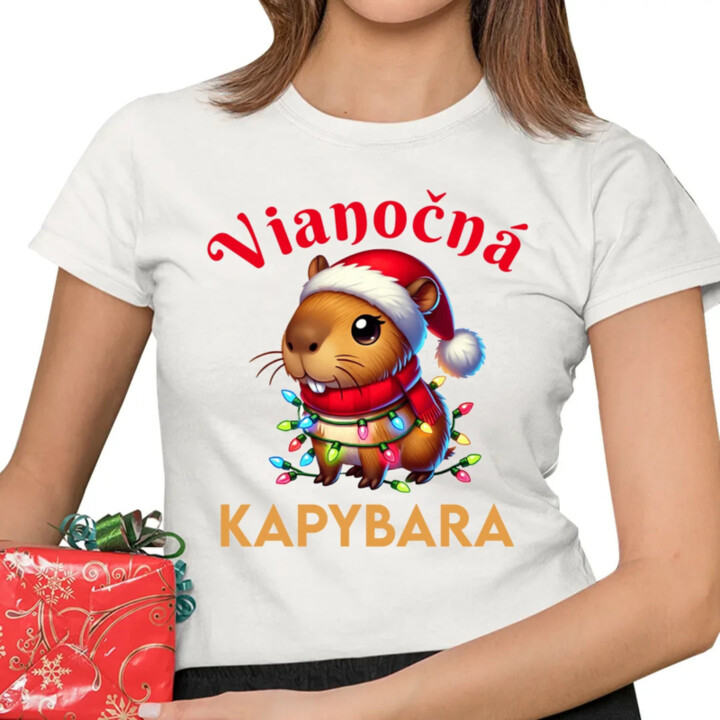 Vianočná kapybara  - dámske tričko s potlačou