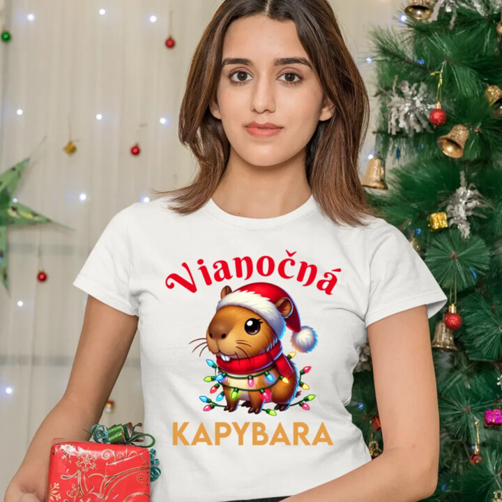 Vianočná kapybara  - dámske tričko s potlačou