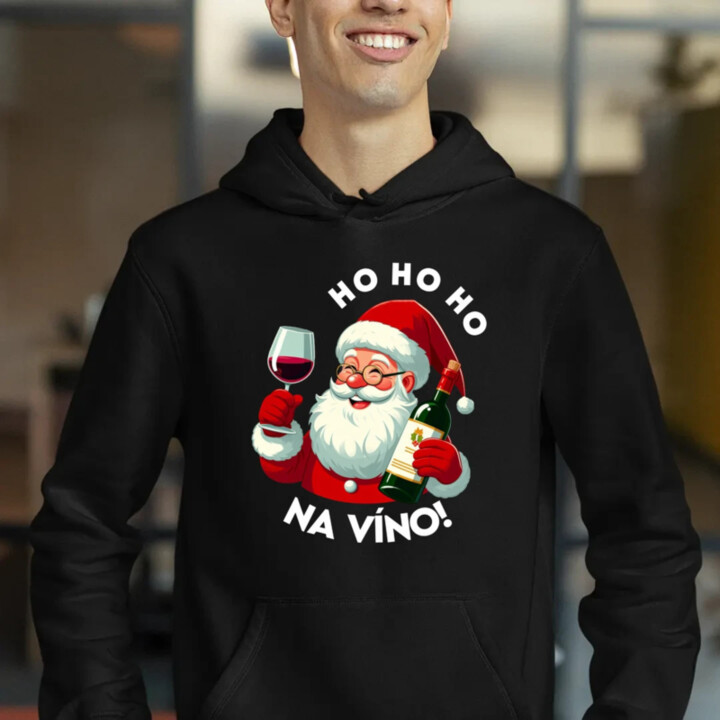 Ho ho ho na víno!  - pánska mikina s potlačou