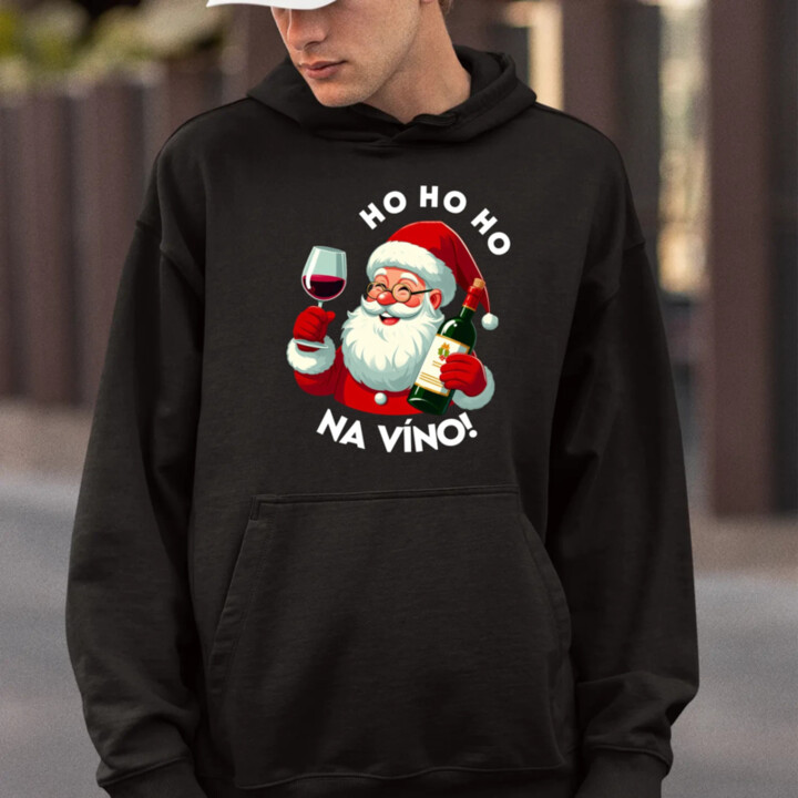 Ho ho ho na víno!  - pánska mikina s potlačou