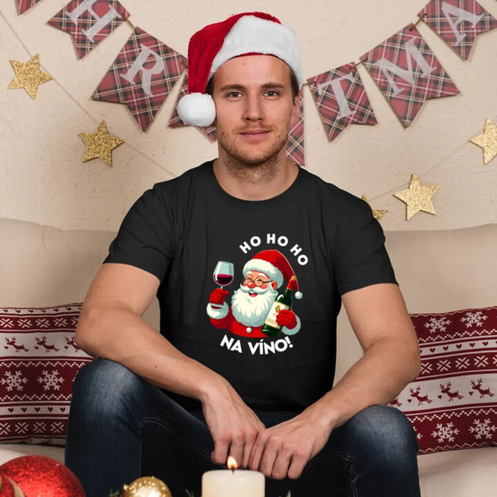 Ho ho ho na víno! - pánske tričko s potlačou