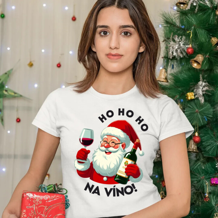 Ho ho ho na víno! - dámske tričko s potlačou