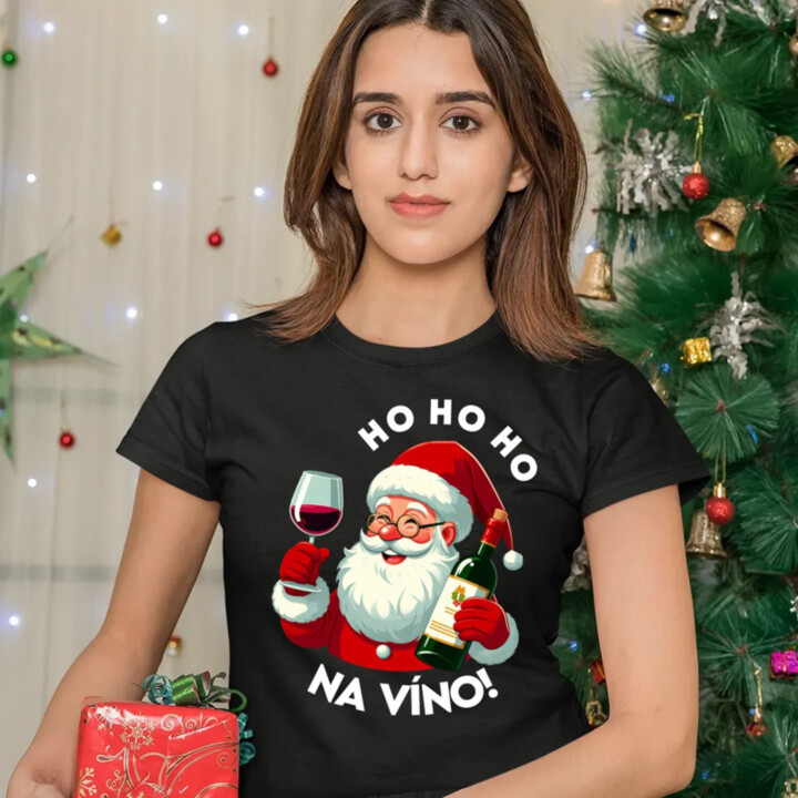 Ho ho ho na víno! - dámske tričko s potlačou