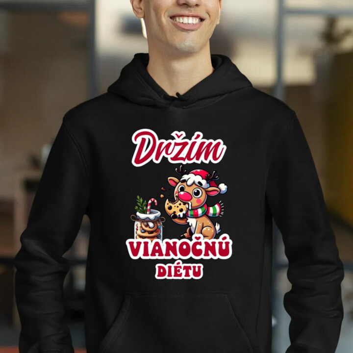 Držím vianočnú diétu  - pánska mikina s potlačou