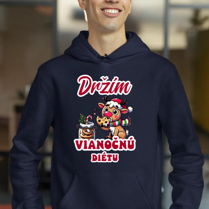 Držím vianočnú diétu  - pánska mikina s potlačou