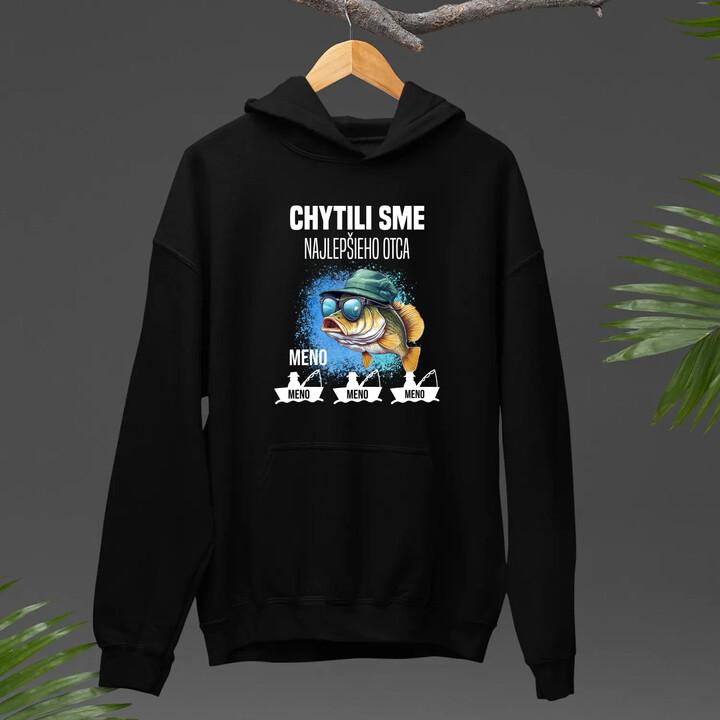 Chytili sme najlepšieho otca + mená  - pánska mikina s potlačou  - personalizovaný produkt