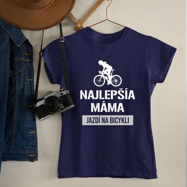 Najlepšía máma jazdí na bicykli - dámske tričko s potlačou