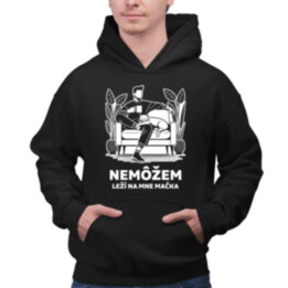 Nemôžem, leží na mne mačka  - pánska mikina s potlačou