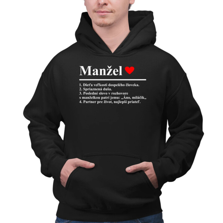 Manžel - slovníková definícia  - pánska mikina s potlačou
