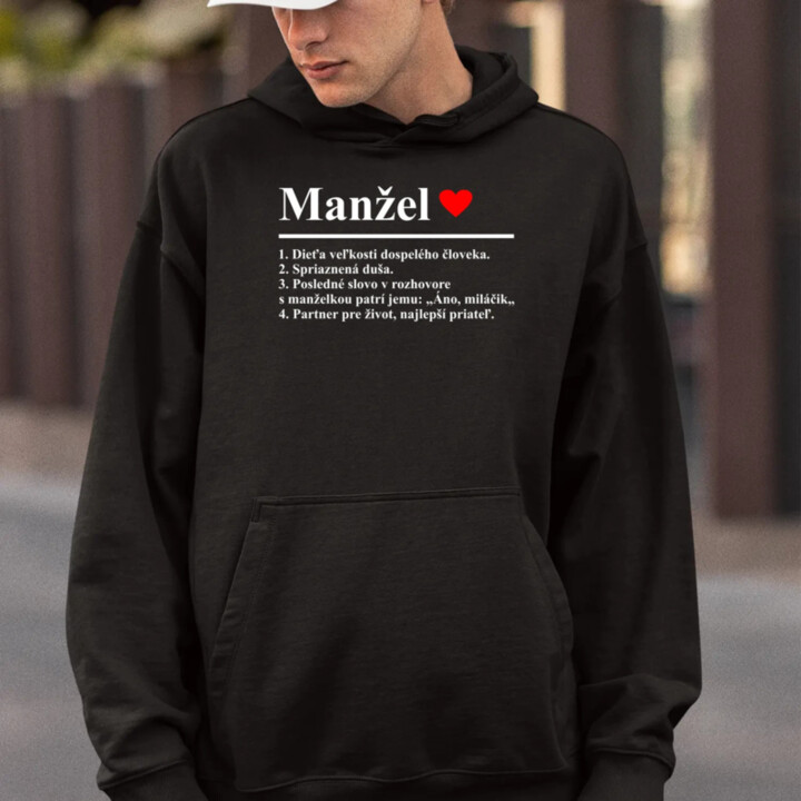 Manžel - slovníková definícia  - pánska mikina s potlačou