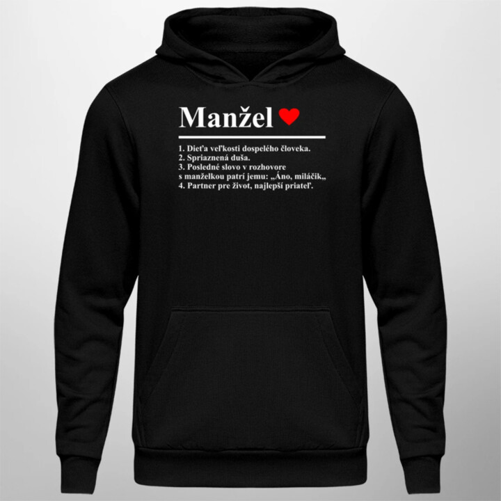 Manžel - slovníková definícia  - pánska mikina s potlačou