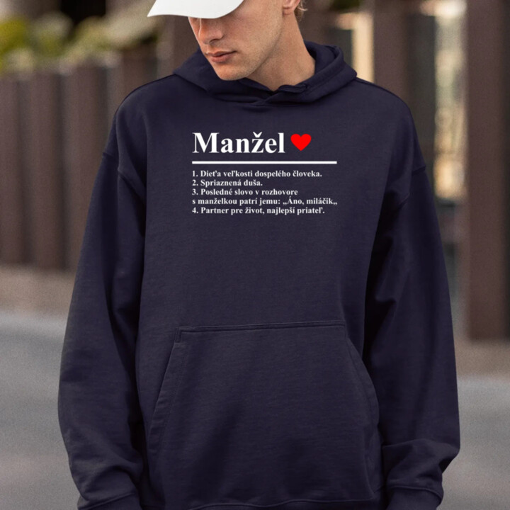 Manžel - slovníková definícia  - pánska mikina s potlačou